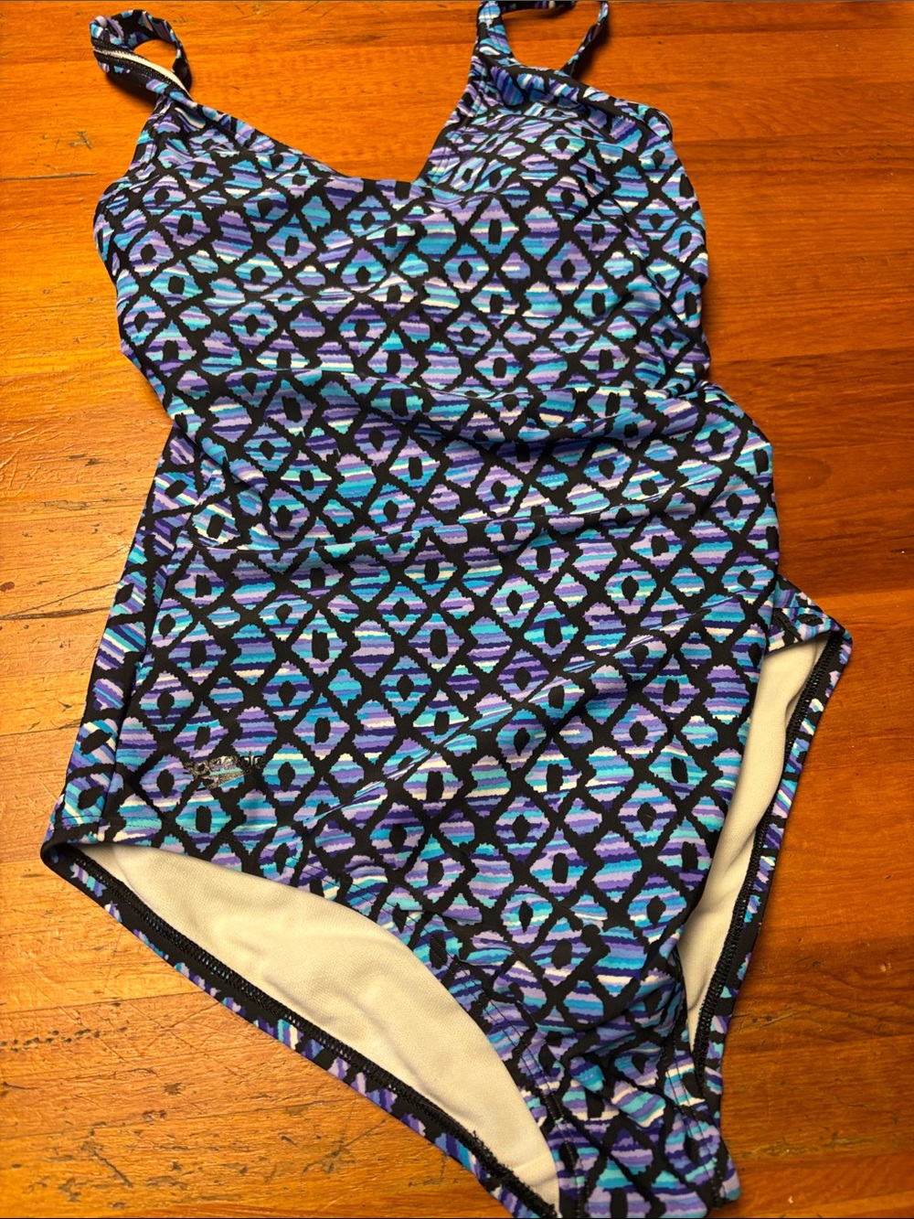 Speedo Women's Blue & Purple Geometric One-Piece Swimsuit